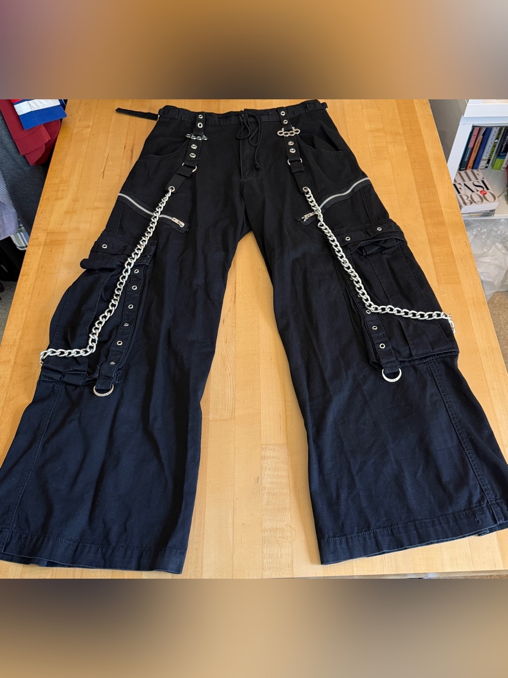 Tripp NYC Vintage Y2K Goth Punk Bondage Cargo Pants Chain Zippers Studs M *EUC* - Picture 3 of 13
